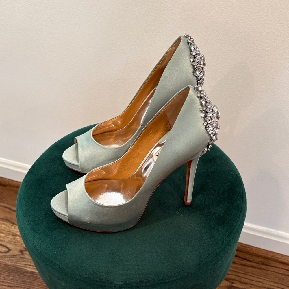Badgley Mischka Sky Blue Heels with Sparkling Silver Accents